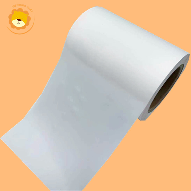 ผ้าอ้อมเด็กทารกการพิมพ์วัตถุดิบแผ่นหลังสีฟิล์ม PE สำหรับผลิตภัณฑ์สุขอนามัยจากผู้ผลิตในจีน