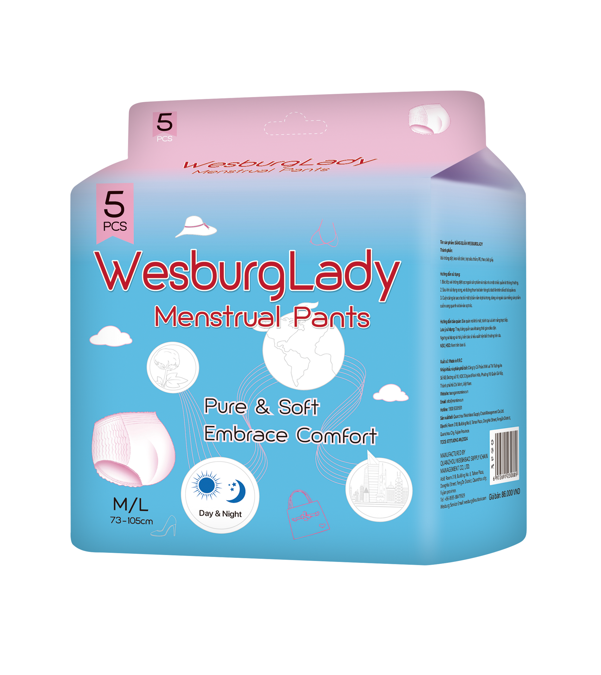 WesburgLady ชุดชั้นในแบบใช้แล้วทิ้งสำหรับผู้หญิง ผ้าคลุมผ้าฝ้ายออร์แกนิก - แผ่นซับในสำหรับช่วยกลั้นปัสสาวะ ของใช้จำเป็นหลังคลอด ชุดชั้นในแบบใช้แล้วทิ้ง ไม่มีกลิ่น ปกปิดสูงสุด 