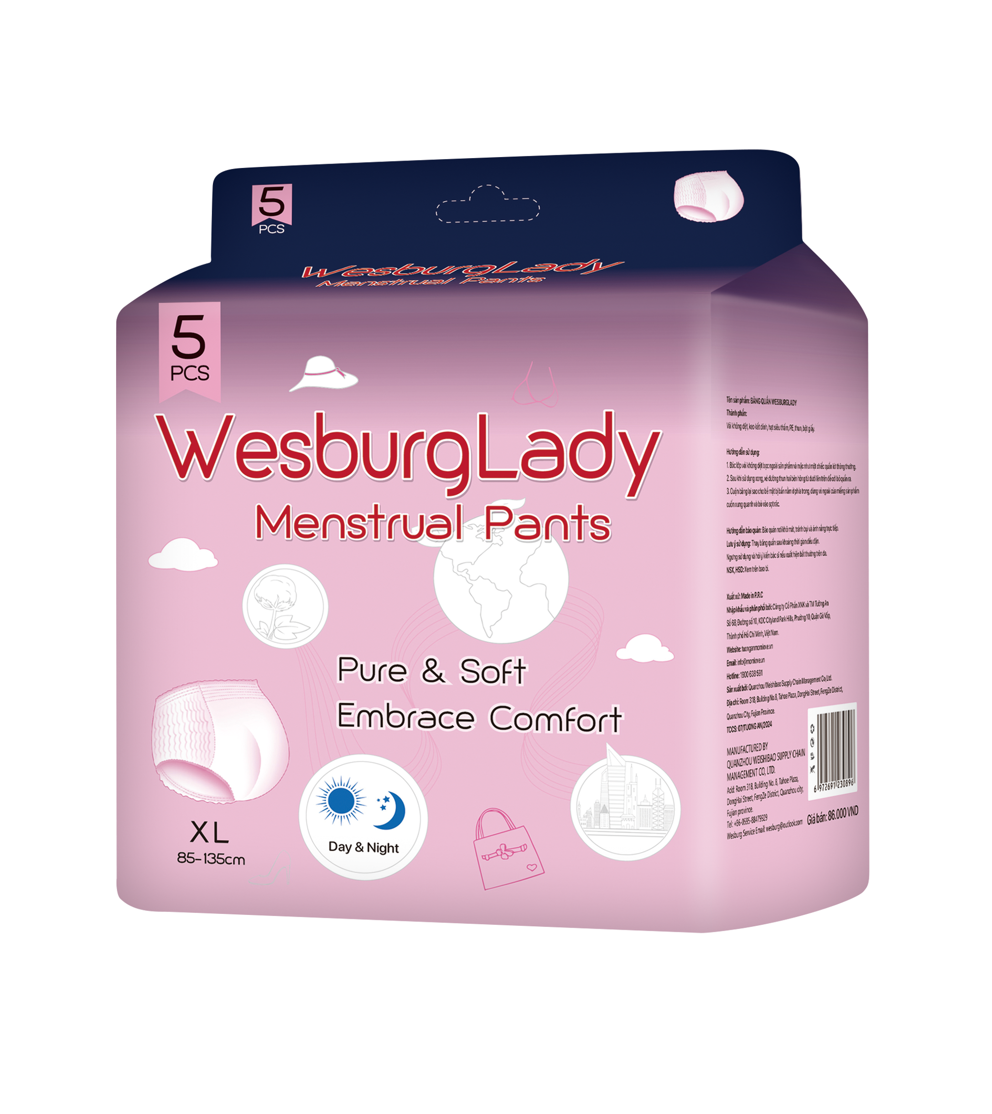 WesburgLady ชุดชั้นในแบบใช้แล้วทิ้งสำหรับผู้หญิง ผ้าคลุมผ้าฝ้ายออร์แกนิก - แผ่นซับในสำหรับช่วยกลั้นปัสสาวะ ของใช้จำเป็นหลังคลอด ชุดชั้นในแบบใช้แล้วทิ้ง ไม่มีกลิ่น ปกปิดสูงสุด 