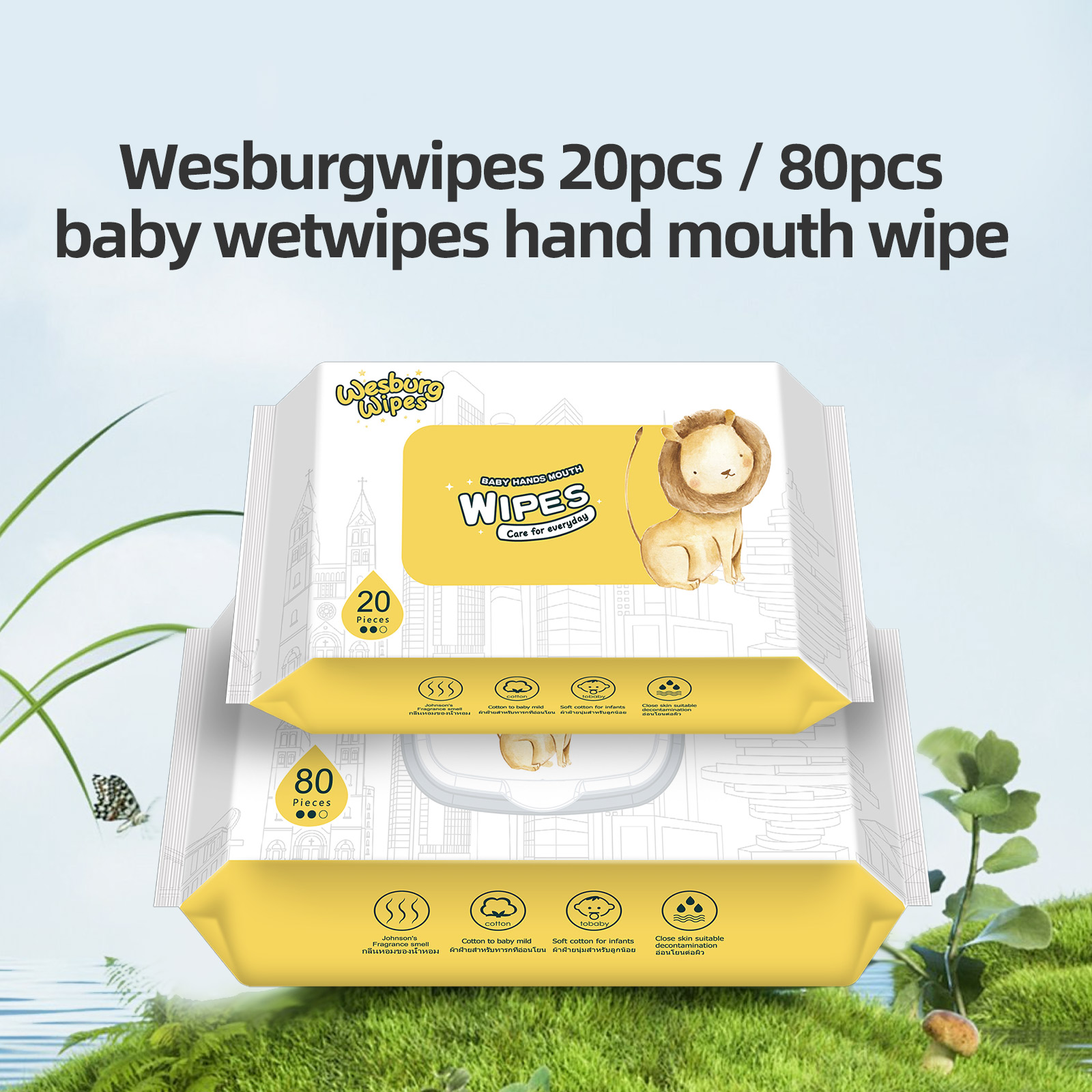 Wesubrg home care ทิชชู่เปียกเช็ดมือและใบหน้าของ wesubrg กระดาษเปียกสำหรับทารกและแม่และใช้ในบ้าน